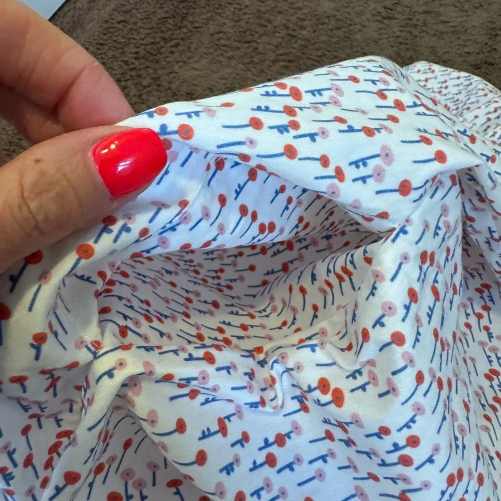 Dondolo Pencil & Paper Co Red White Floral Maxi Dress Peasant Puff Sleeve S $225 - Picture 7 of 10